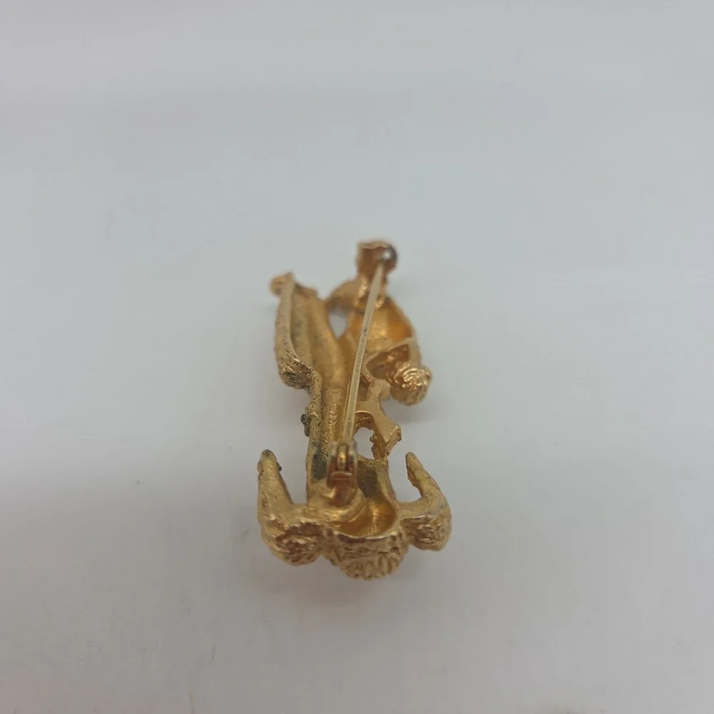Vintage Poodle Dog Brooch Pin Gold Tone